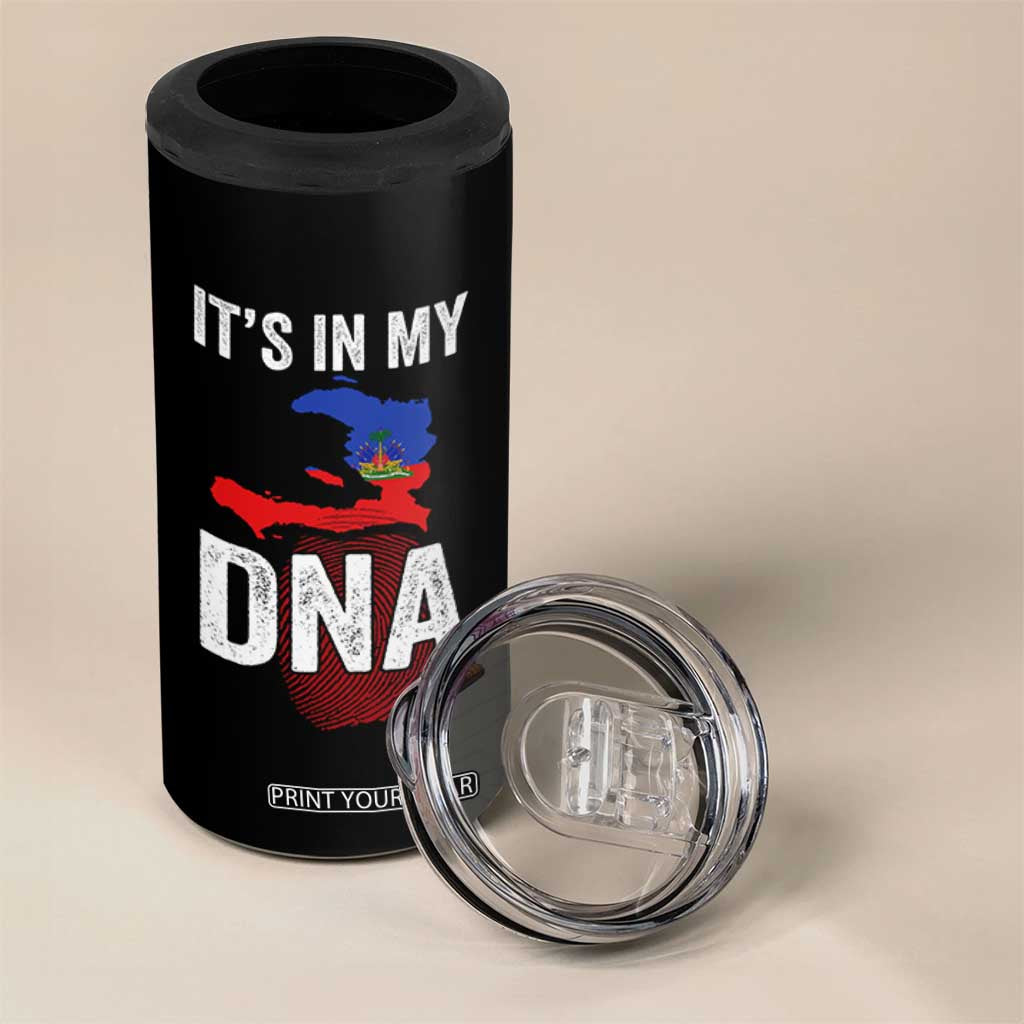 It's In My DNA Haitian Map and Fingerprint Flag Graphic 4 in 1 Can Cooler Tumbler Haiti Heritage Pride TS02 Print Your Wear