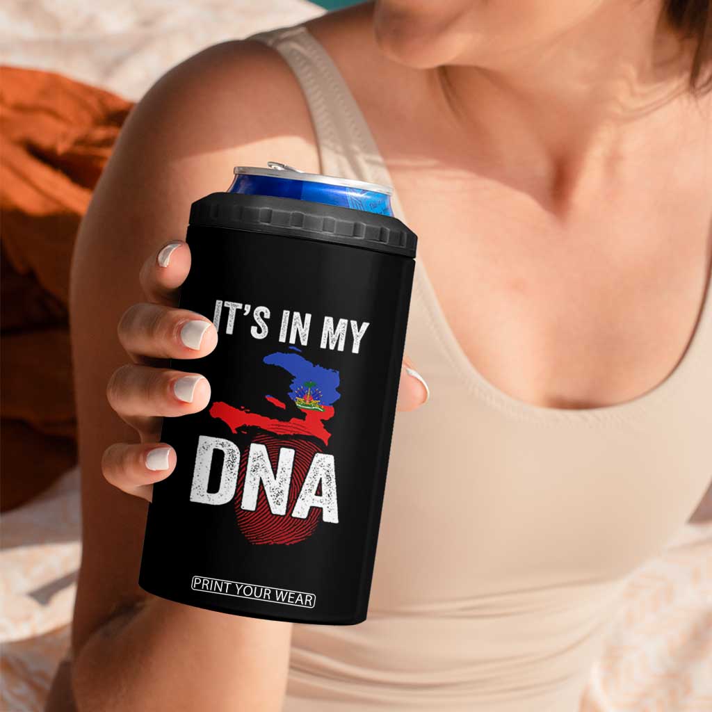 It's In My DNA Haitian Map and Fingerprint Flag Graphic 4 in 1 Can Cooler Tumbler Haiti Heritage Pride TS02 Print Your Wear