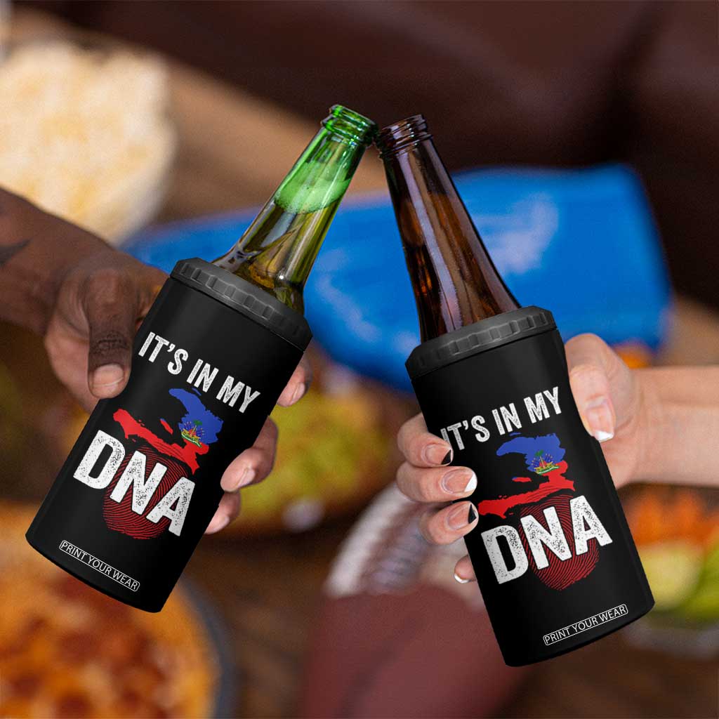It's In My DNA Haitian Map and Fingerprint Flag Graphic 4 in 1 Can Cooler Tumbler Haiti Heritage Pride TS02 Print Your Wear