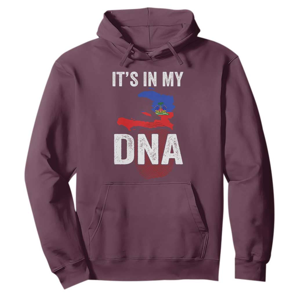 It's In My DNA Haitian Map and Fingerprint Flag Graphic Hoodie Haiti Heritage Pride TS02 Maroon Print Your Wear
