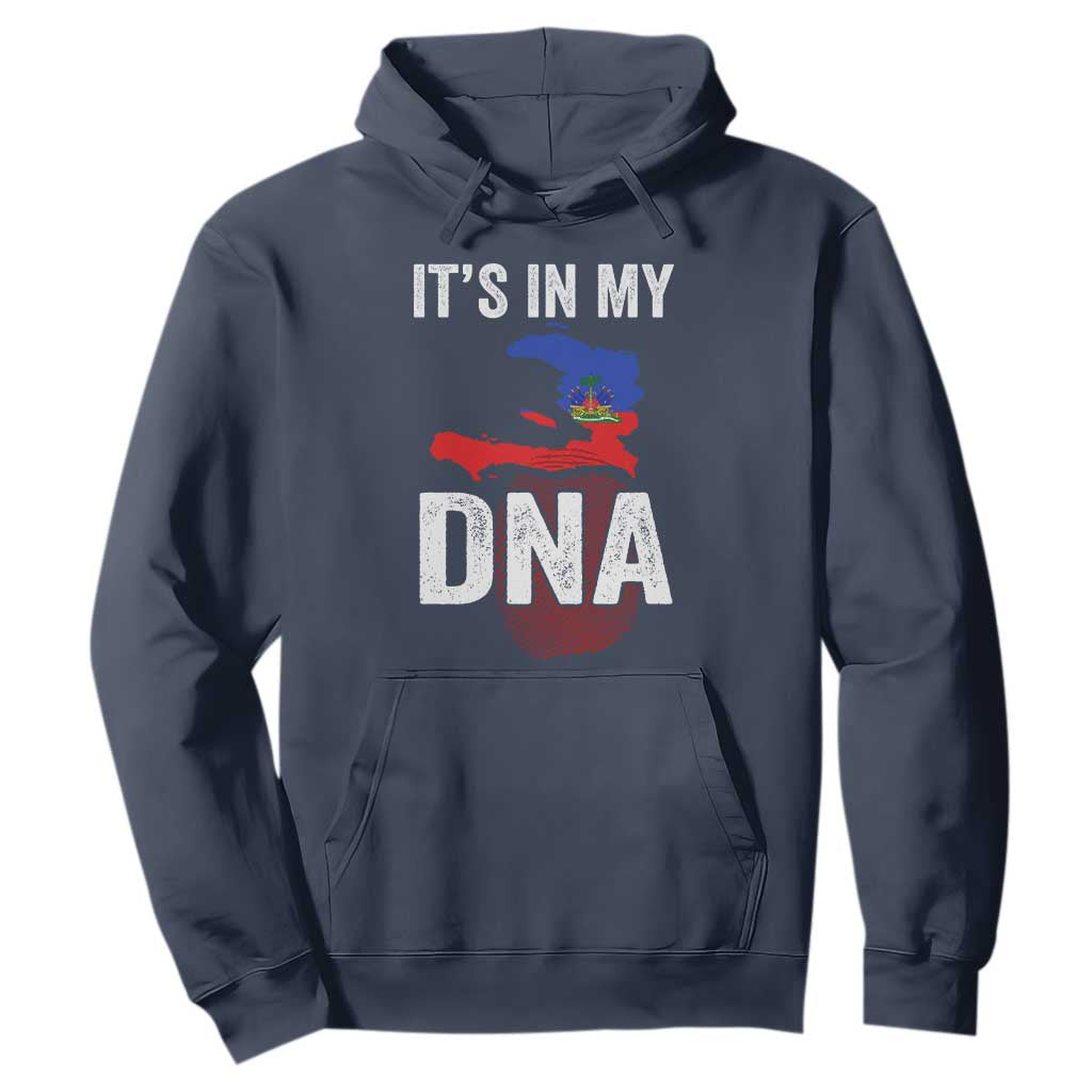 It's In My DNA Haitian Map and Fingerprint Flag Graphic Hoodie Haiti Heritage Pride TS02 Navy Print Your Wear