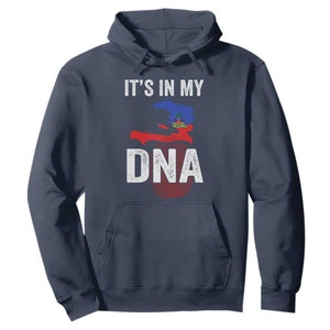 It's In My DNA Haitian Map and Fingerprint Flag Graphic Hoodie Haiti Heritage Pride TS02 Navy Print Your Wear