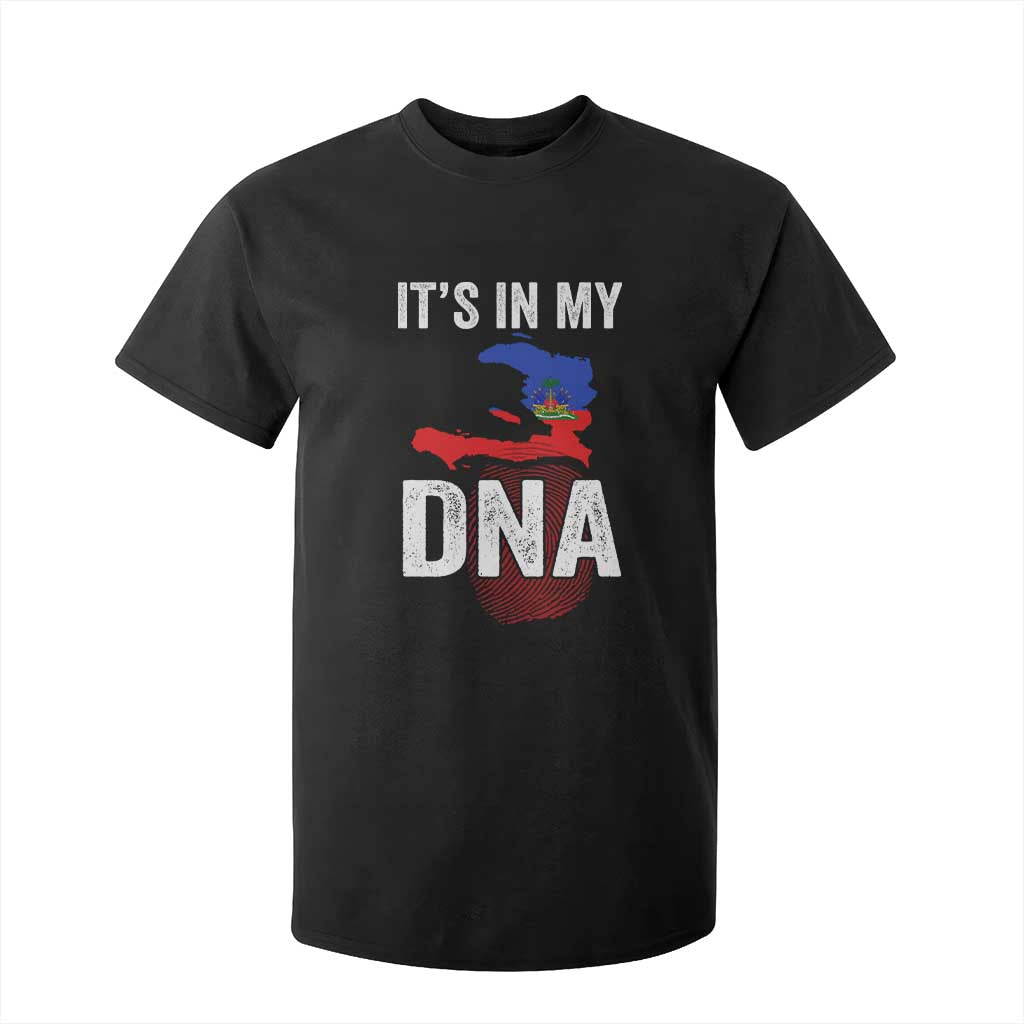 It's In My DNA Haitian Map and Fingerprint Flag Graphic T Shirt For Kid Haiti Heritage Pride TS02 Black Print Your Wear