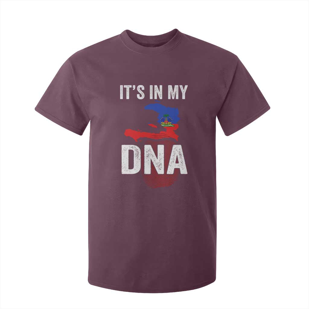 It's In My DNA Haitian Map and Fingerprint Flag Graphic T Shirt For Kid Haiti Heritage Pride TS02 Maroon Print Your Wear