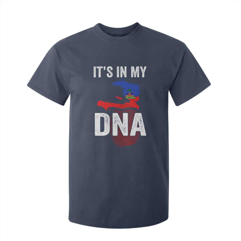 It's In My DNA Haitian Map and Fingerprint Flag Graphic T Shirt For Kid Haiti Heritage Pride TS02 Navy Print Your Wear