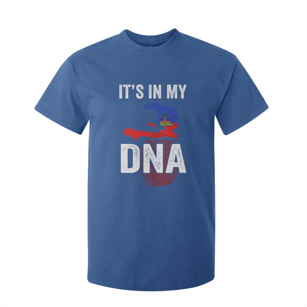 It's In My DNA Haitian Map and Fingerprint Flag Graphic T Shirt For Kid Haiti Heritage Pride TS02 Royal Blue Print Your Wear