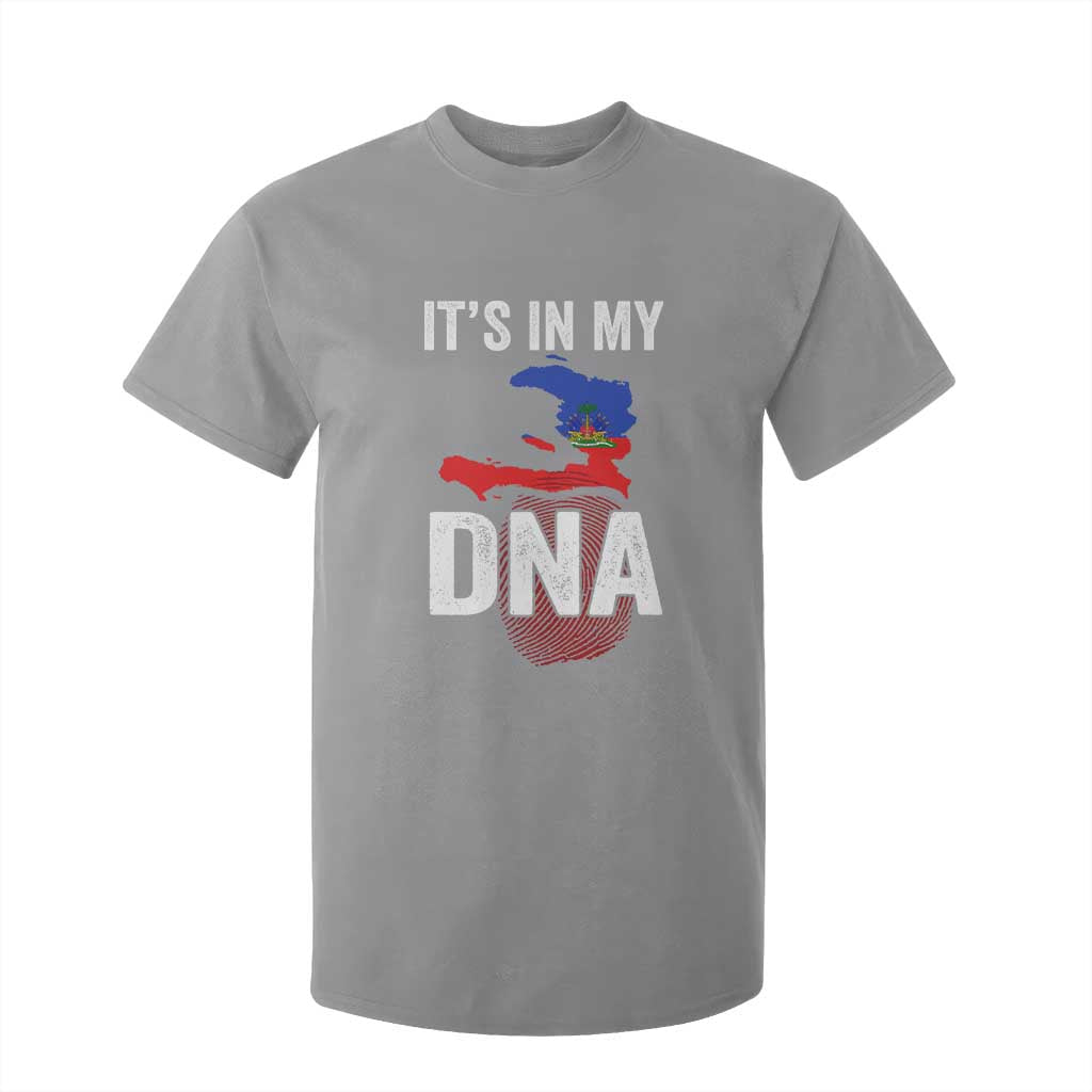 It's In My DNA Haitian Map and Fingerprint Flag Graphic T Shirt For Kid Haiti Heritage Pride TS02 Sport Gray Print Your Wear