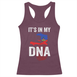 It's In My DNA Haitian Map and Fingerprint Flag Graphic Racerback Tank Top Haiti Heritage Pride TS02 Maroon Print Your Wear