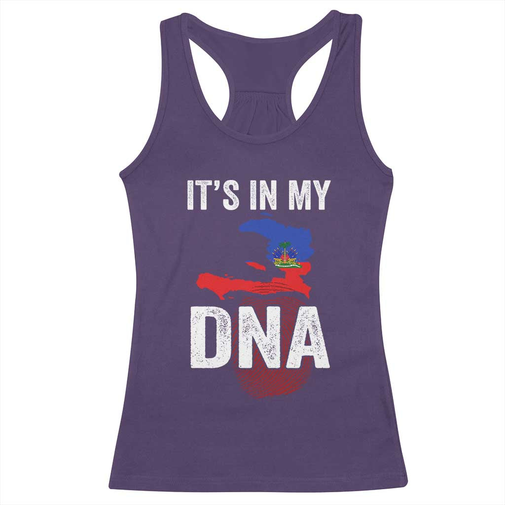 It's In My DNA Haitian Map and Fingerprint Flag Graphic Racerback Tank Top Haiti Heritage Pride TS02 Purple Print Your Wear