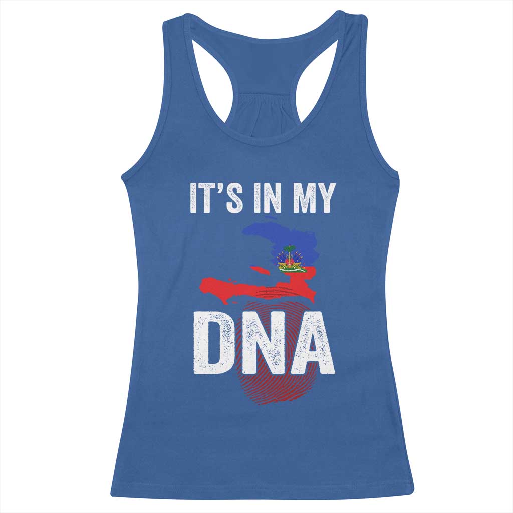 It's In My DNA Haitian Map and Fingerprint Flag Graphic Racerback Tank Top Haiti Heritage Pride TS02 Royal Blue Print Your Wear