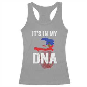 It's In My DNA Haitian Map and Fingerprint Flag Graphic Racerback Tank Top Haiti Heritage Pride TS02 Sport Gray Print Your Wear
