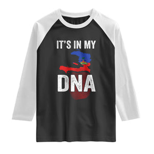 It's In My DNA Haitian Map and Fingerprint Flag Graphic Raglan Shirt Haiti Heritage Pride TS02 Black White Print Your Wear