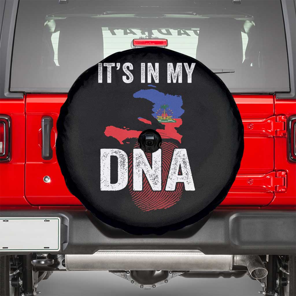It's In My DNA Haitian Map and Fingerprint Flag Graphic Spare Tire Cover Haiti Heritage Pride TS02 Black Print Your Wear