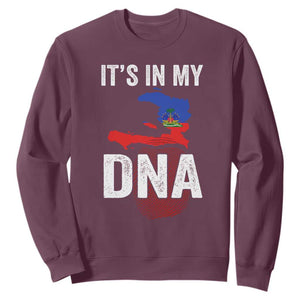 It's In My DNA Haitian Map and Fingerprint Flag Graphic Sweatshirt Haiti Heritage Pride TS02 Maroon Print Your Wear