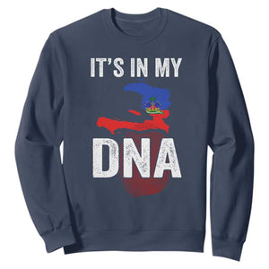 It's In My DNA Haitian Map and Fingerprint Flag Graphic Sweatshirt Haiti Heritage Pride TS02 Navy Print Your Wear