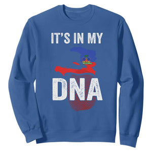 It's In My DNA Haitian Map and Fingerprint Flag Graphic Sweatshirt Haiti Heritage Pride TS02 Royal Blue Print Your Wear