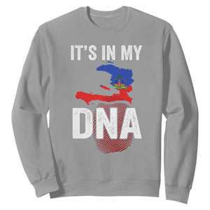 It's In My DNA Haitian Map and Fingerprint Flag Graphic Sweatshirt Haiti Heritage Pride TS02 Sport Gray Print Your Wear