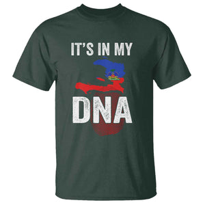 It's In My DNA Haitian Map and Fingerprint Flag Graphic T Shirt Haiti Heritage Pride TS02 Dark Forest Green Print Your Wear