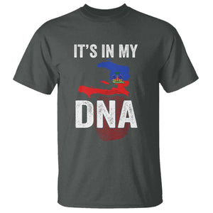 It's In My DNA Haitian Map and Fingerprint Flag Graphic T Shirt Haiti Heritage Pride TS02 Dark Heather Print Your Wear
