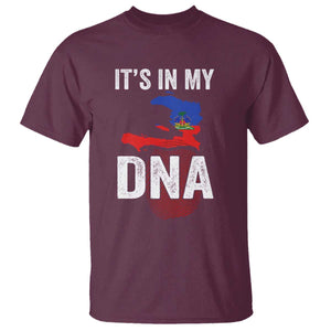 It's In My DNA Haitian Map and Fingerprint Flag Graphic T Shirt Haiti Heritage Pride TS02 Maroon Print Your Wear