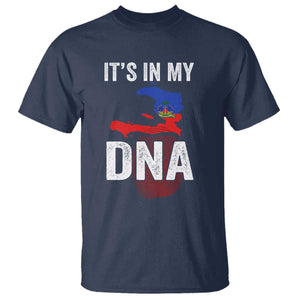 It's In My DNA Haitian Map and Fingerprint Flag Graphic T Shirt Haiti Heritage Pride TS02 Navy Print Your Wear