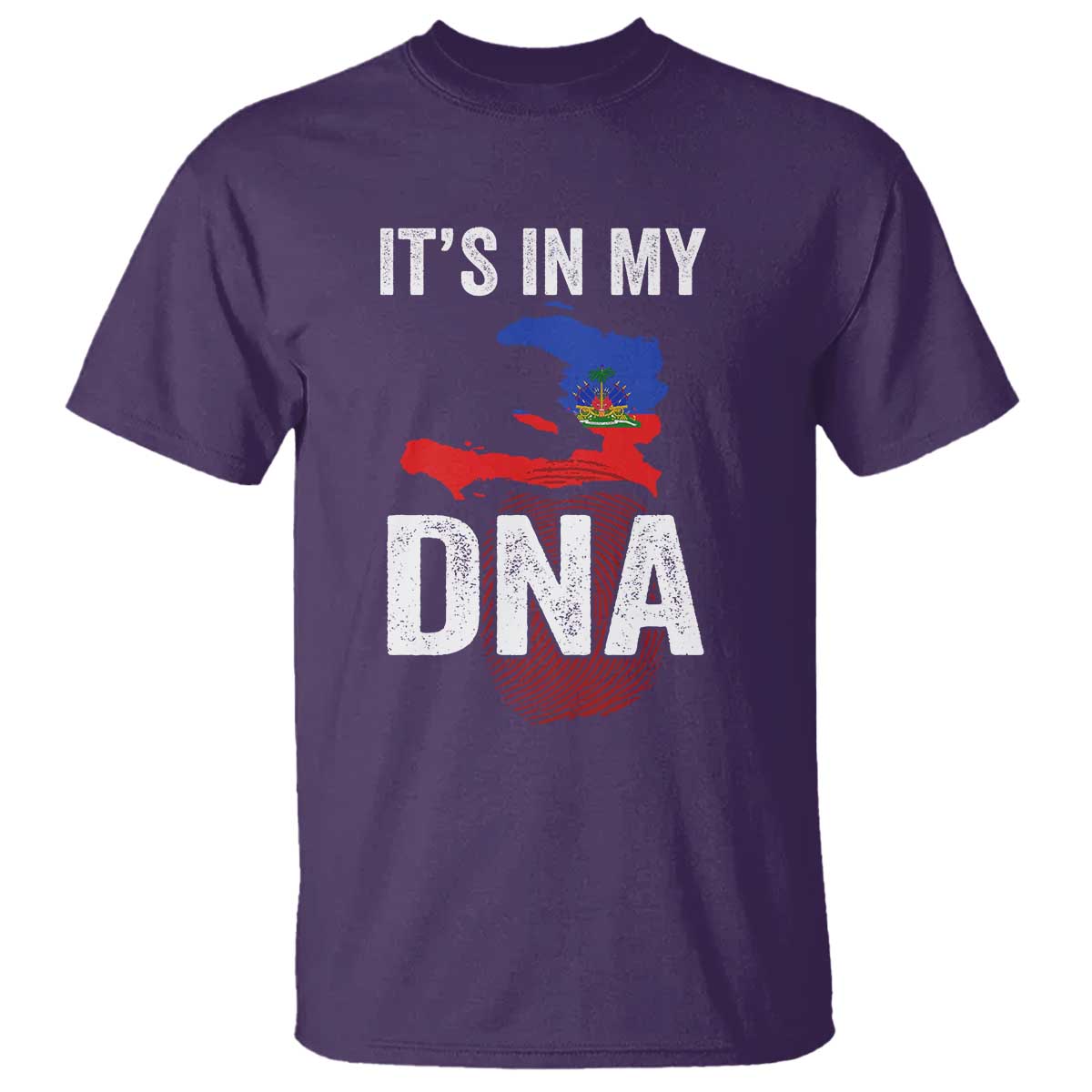 It's In My DNA Haitian Map and Fingerprint Flag Graphic T Shirt Haiti Heritage Pride TS02 Purple Print Your Wear