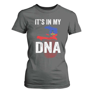 It's In My DNA Haitian Map and Fingerprint Flag Graphic T Shirt For Women Haiti Heritage Pride TS02 Dark Heather Print Your Wear