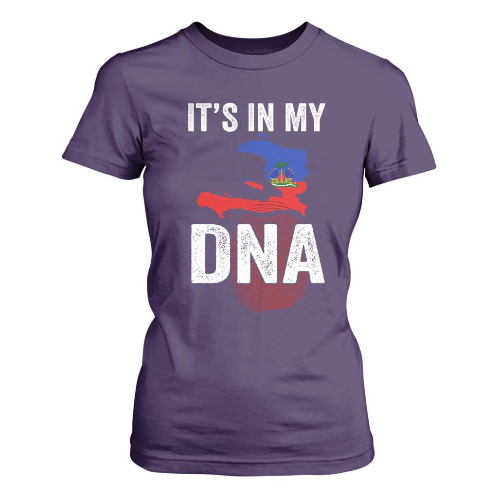 It's In My DNA Haitian Map and Fingerprint Flag Graphic T Shirt For Women Haiti Heritage Pride TS02 Purple Print Your Wear
