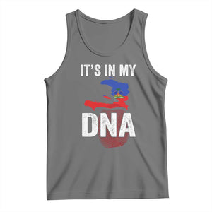 It's In My DNA Haitian Map and Fingerprint Flag Graphic Tank Top Haiti Heritage Pride TS02 Black Heather Print Your Wear