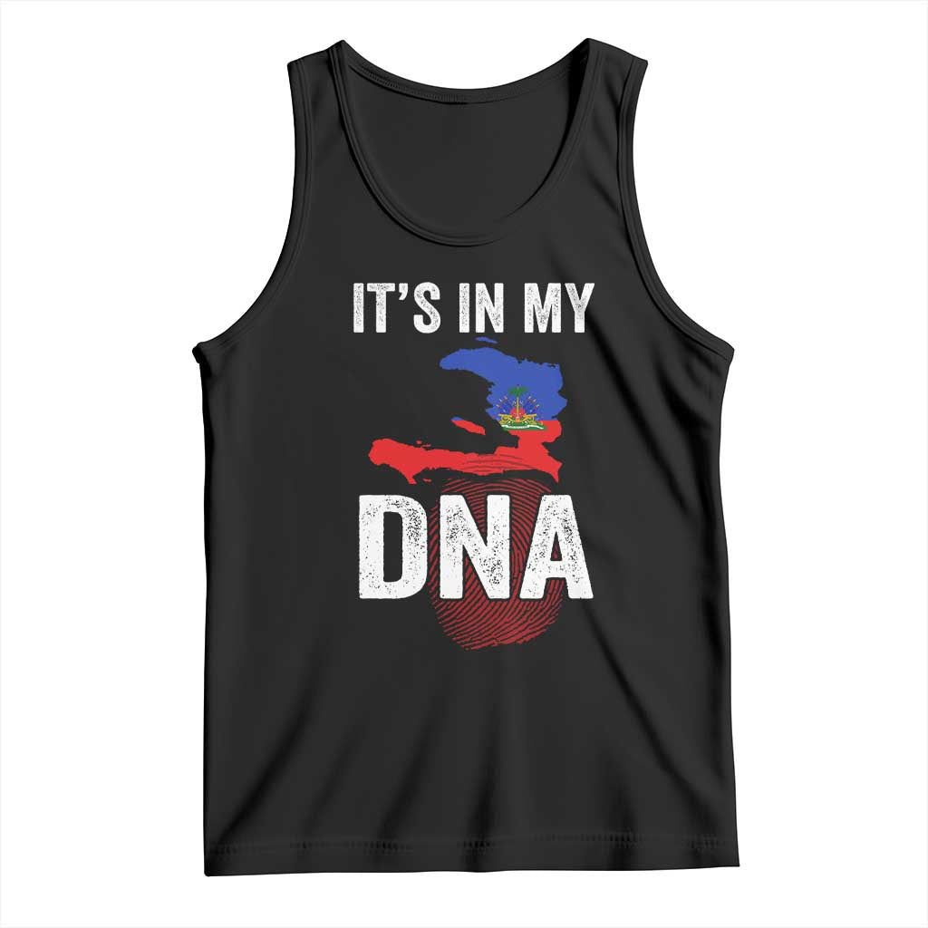 It's In My DNA Haitian Map and Fingerprint Flag Graphic Tank Top Haiti Heritage Pride TS02 Black Print Your Wear