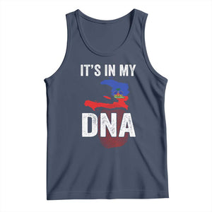 It's In My DNA Haitian Map and Fingerprint Flag Graphic Tank Top Haiti Heritage Pride TS02 Navy Print Your Wear