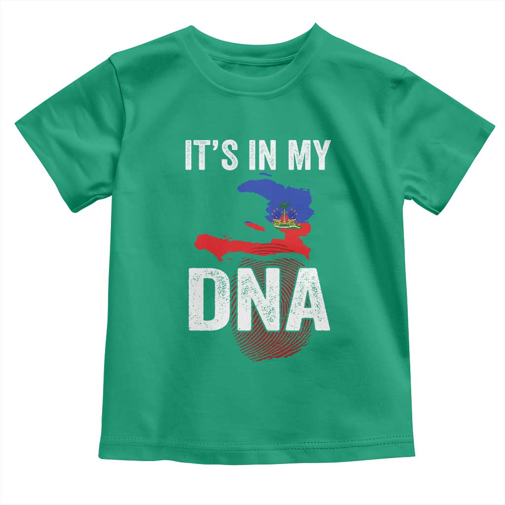 It's In My DNA Haitian Map and Fingerprint Flag Graphic Toddler T Shirt Haiti Heritage Pride TS02 Irish Green Print Your Wear
