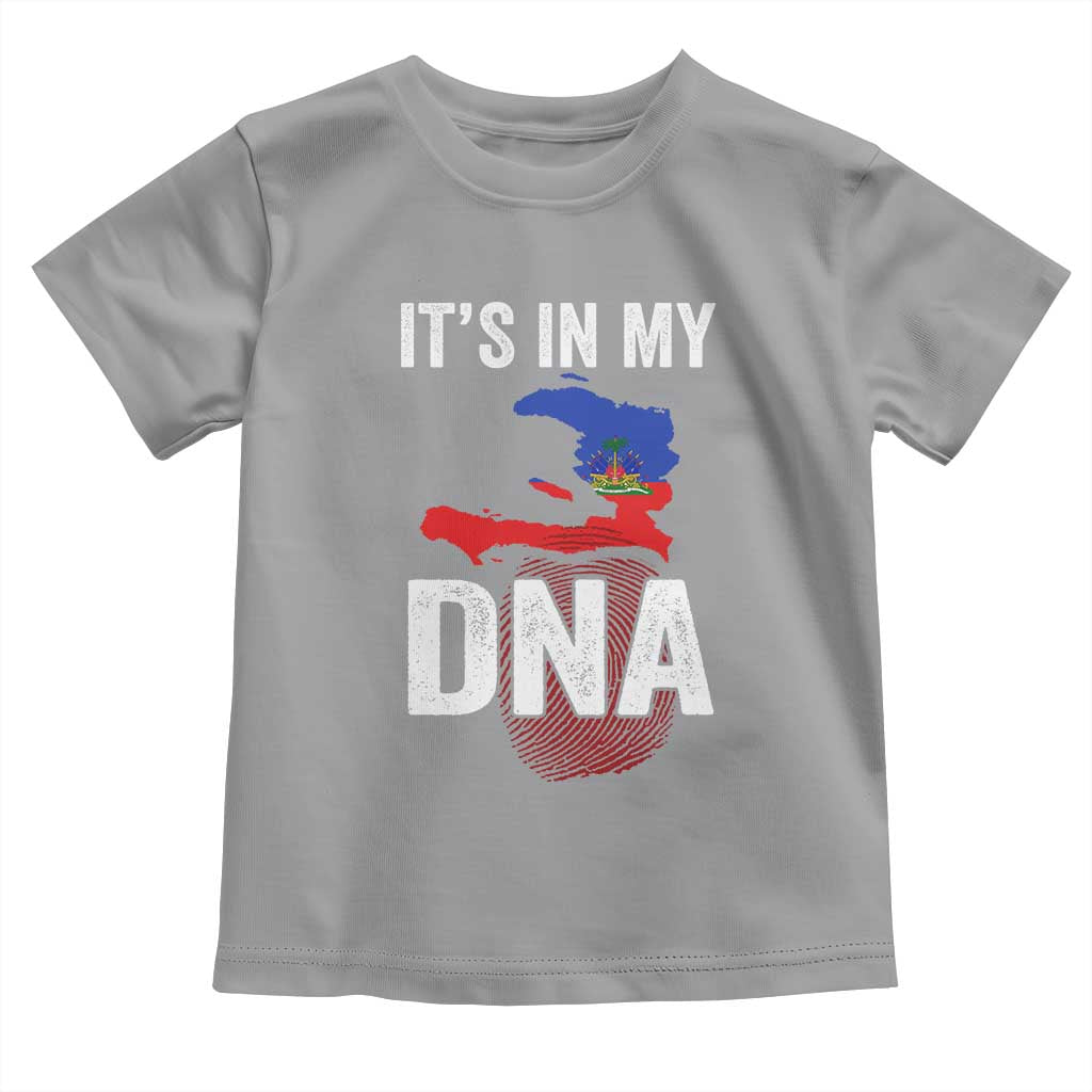 It's In My DNA Haitian Map and Fingerprint Flag Graphic Toddler T Shirt Haiti Heritage Pride TS02 Sport Gray Print Your Wear