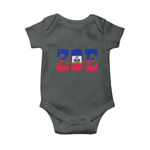 Zoe Haitian Pride Baby Onesie Haiti Flag Culture Heritage Pride TS02 Dark Heather Print Your Wear