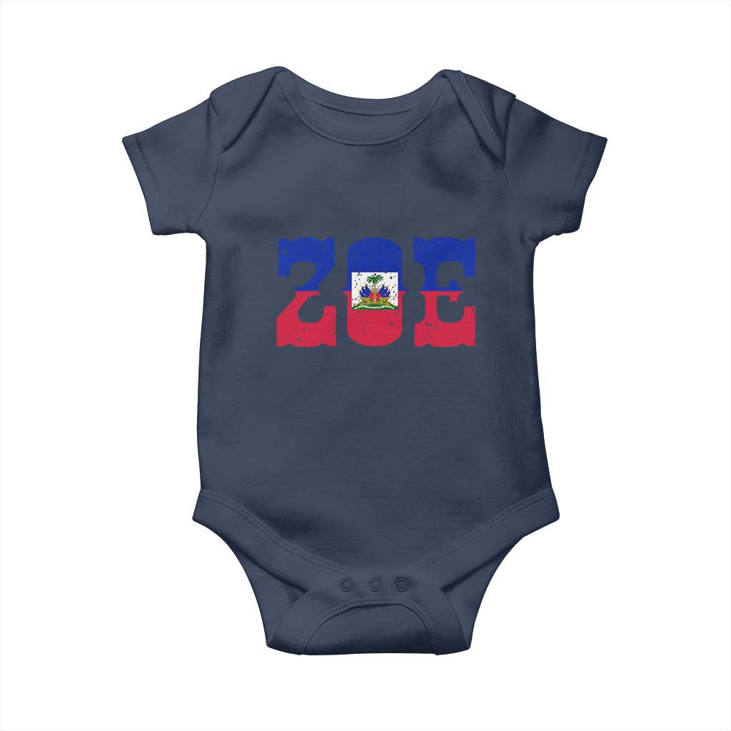 Zoe Haitian Pride Baby Onesie Haiti Flag Culture Heritage Pride TS02 Navy Print Your Wear