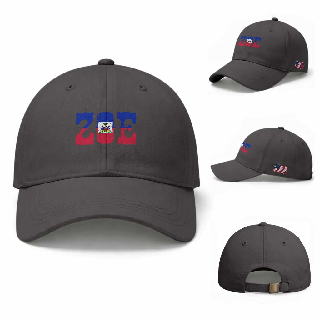 Zoe Haitian Pride Baseball Cap Haiti Flag Culture Heritage Pride TS02 Baseball Cap Universal Fit Dark Gray Print Your Wear