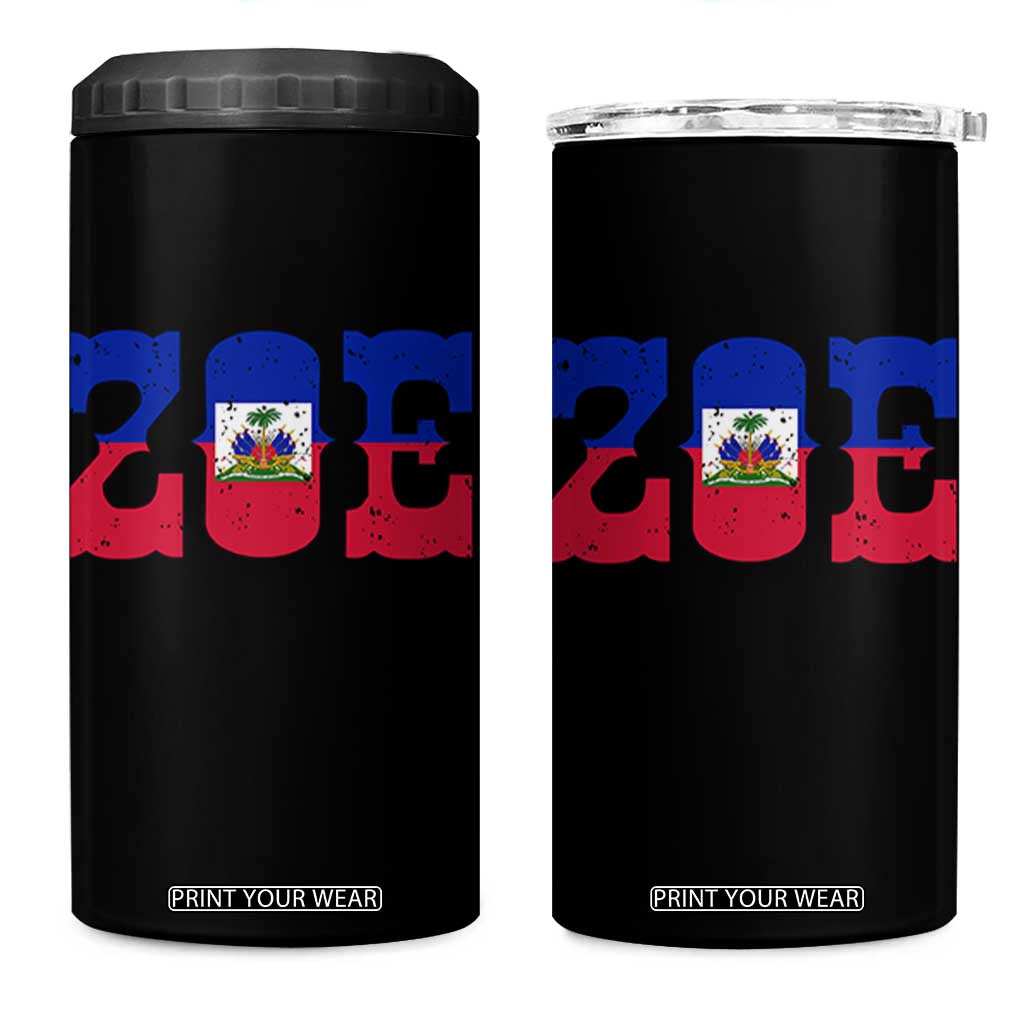 Zoe Haitian Pride 4 in 1 Can Cooler Tumbler Haiti Flag Culture Heritage Pride TS02 One Size: 16 oz Black Print Your Wear