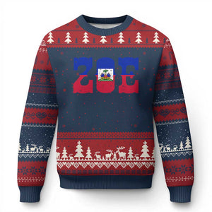Zoe Haitian Pride Ugly Christmas Sweater Haiti Flag Culture Heritage Pride TS02 Navy Red Print Your Wear