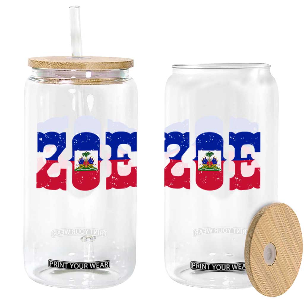 Zoe Haitian Pride Glass Can Haiti Flag Culture Heritage Pride TS02 Print Your Wear