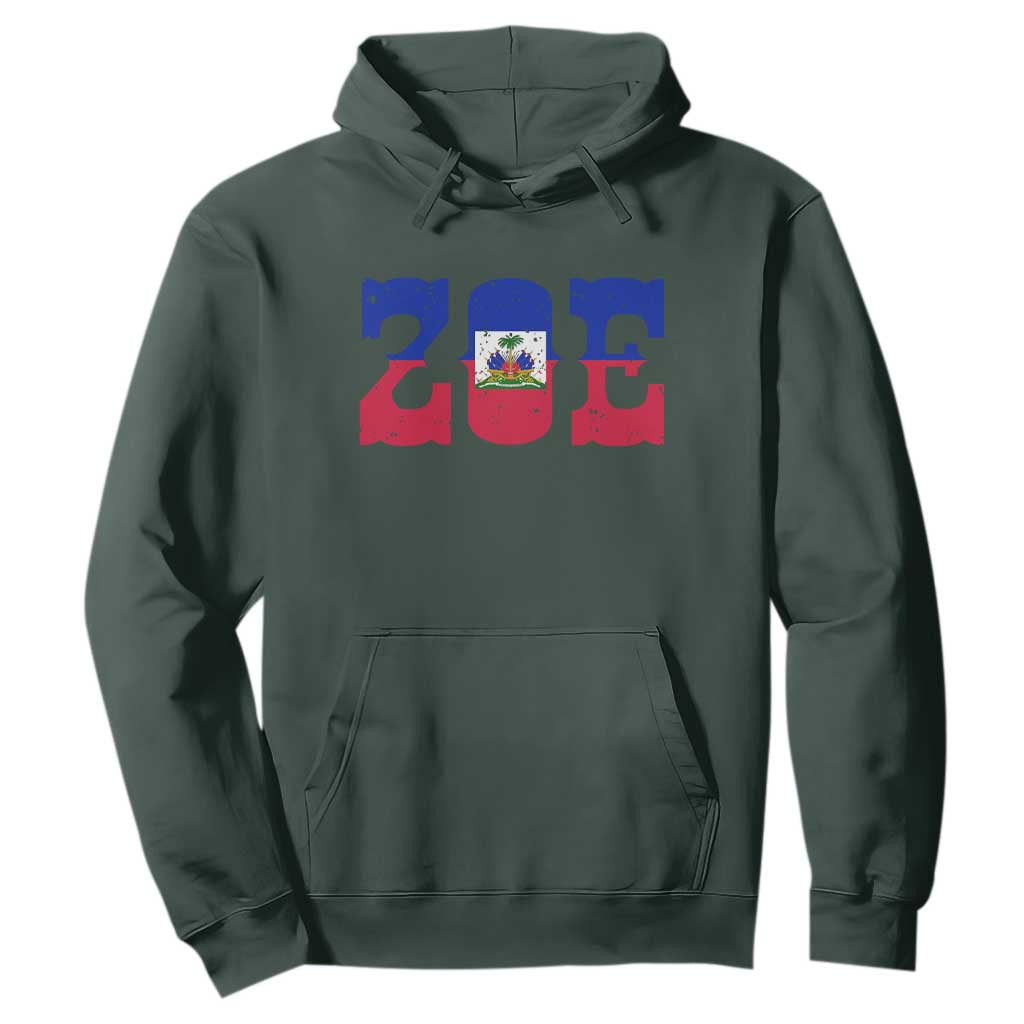 Zoe Haitian Pride Hoodie Haiti Flag Culture Heritage Pride TS02 Dark Forest Green Print Your Wear