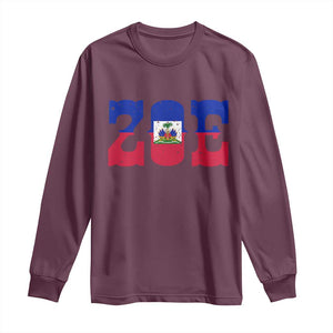 Zoe Haitian Pride Long Sleeve Shirt Haiti Flag Culture Heritage Pride TS02 Maroon Print Your Wear