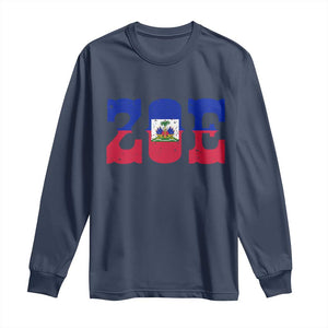 Zoe Haitian Pride Long Sleeve Shirt Haiti Flag Culture Heritage Pride TS02 Navy Print Your Wear