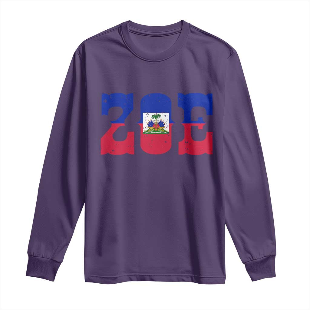 Zoe Haitian Pride Long Sleeve Shirt Haiti Flag Culture Heritage Pride TS02 Purple Print Your Wear
