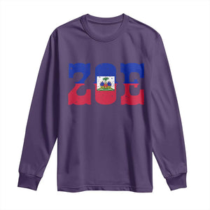 Zoe Haitian Pride Long Sleeve Shirt Haiti Flag Culture Heritage Pride TS02 Purple Print Your Wear