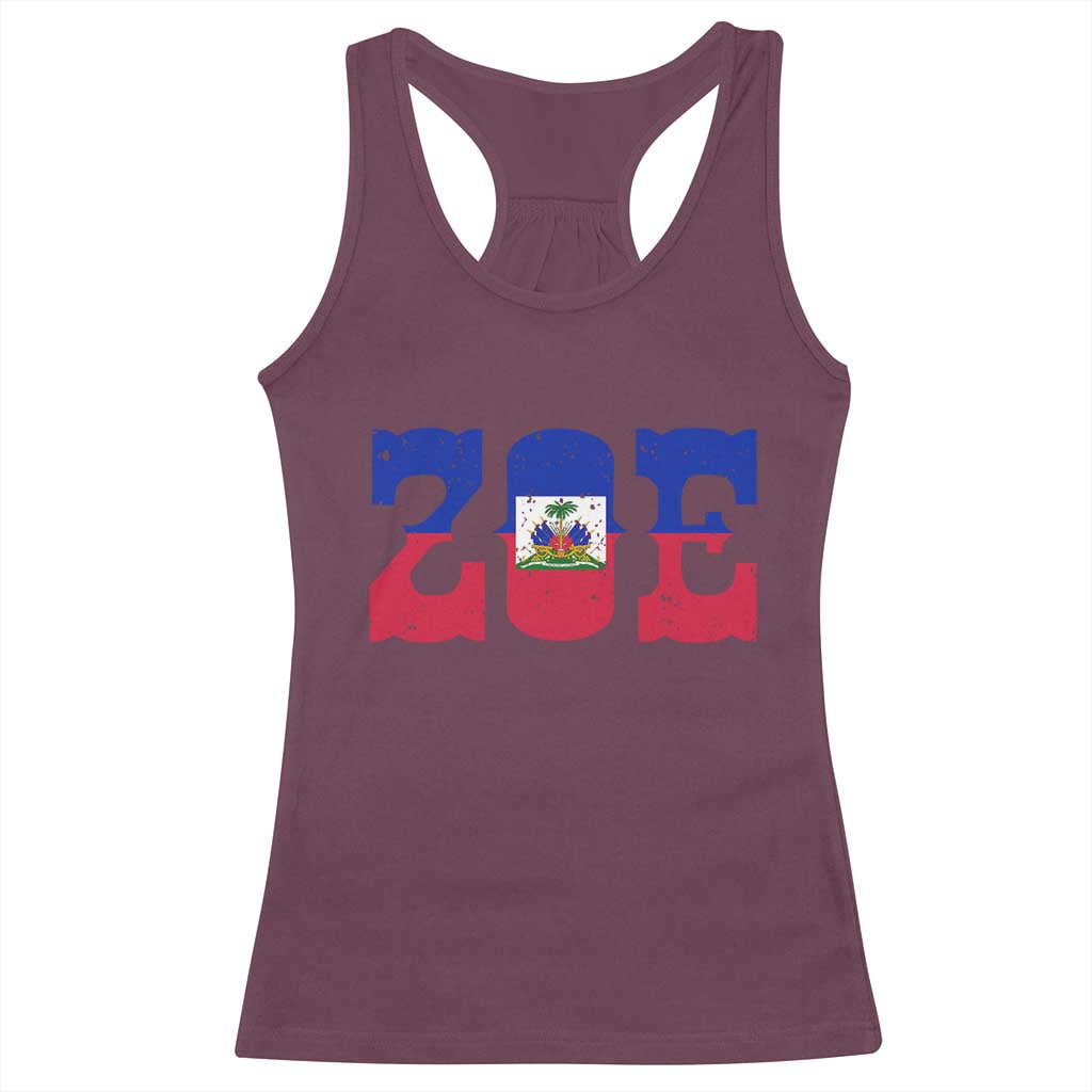 Zoe Haitian Pride Racerback Tank Top Haiti Flag Culture Heritage Pride TS02 Maroon Print Your Wear