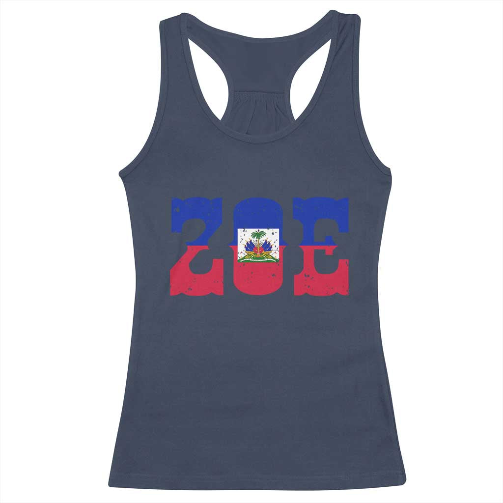 Zoe Haitian Pride Racerback Tank Top Haiti Flag Culture Heritage Pride TS02 Navy Print Your Wear
