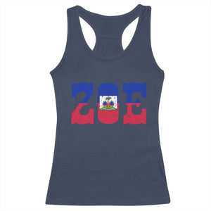 Zoe Haitian Pride Racerback Tank Top Haiti Flag Culture Heritage Pride TS02 Navy Print Your Wear