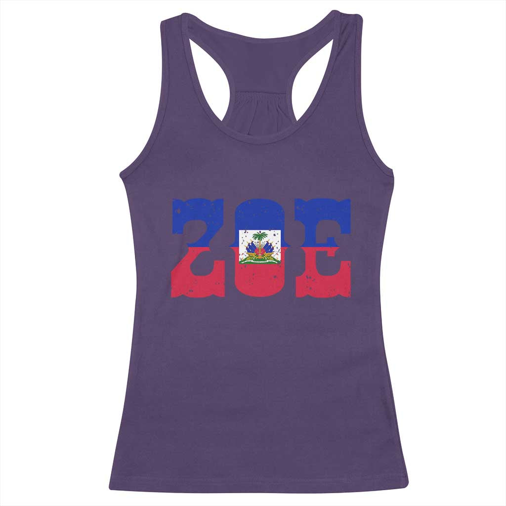 Zoe Haitian Pride Racerback Tank Top Haiti Flag Culture Heritage Pride TS02 Purple Print Your Wear