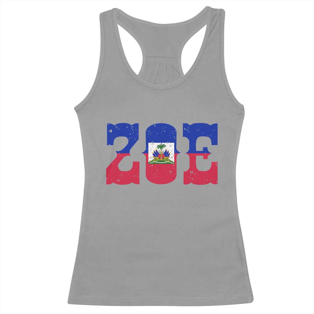 Zoe Haitian Pride Racerback Tank Top Haiti Flag Culture Heritage Pride TS02 Sport Gray Print Your Wear