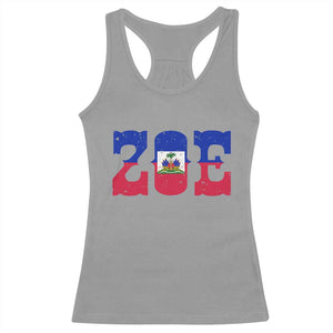 Zoe Haitian Pride Racerback Tank Top Haiti Flag Culture Heritage Pride TS02 Sport Gray Print Your Wear